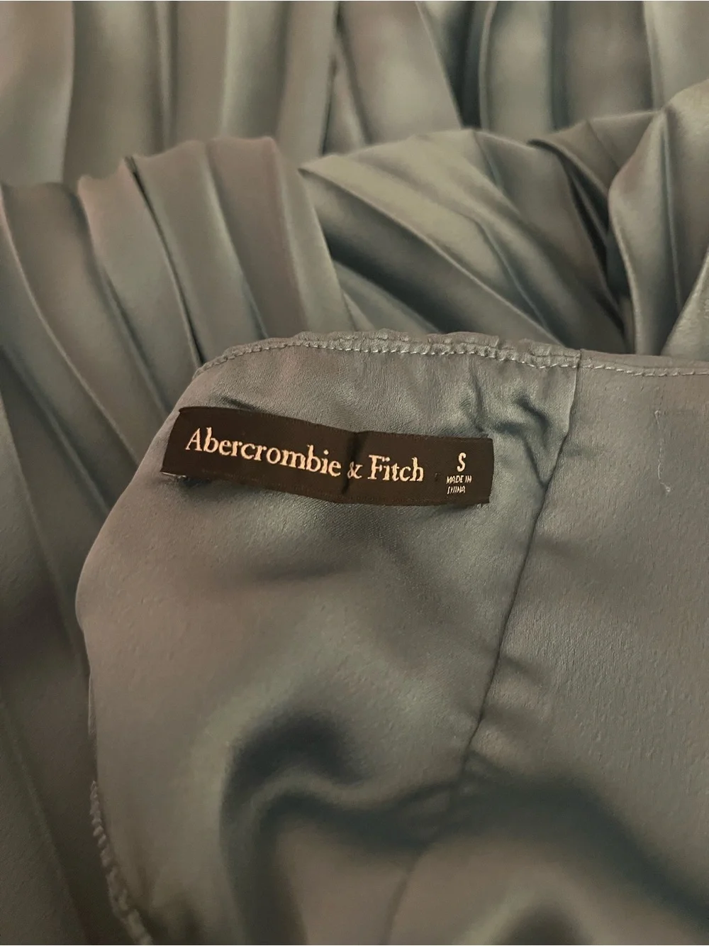 Abercrombie & Fitch Teal Satin Pleated Maxi Dress